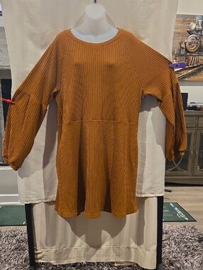 Ribbed Pullover Tunic in Mustard